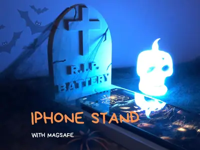 iPhone Stand with MagSafe – Halloween-Themed Tombstone Base