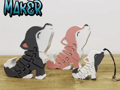 Flexi wolf multicolor with keychain