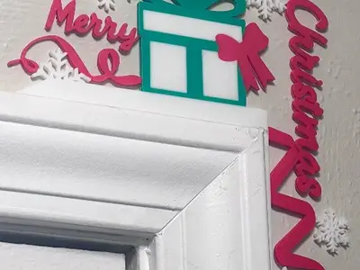 Merry Christmas Ribbon Door Corner
