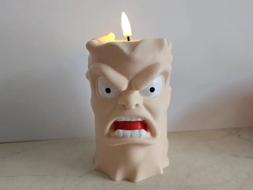 Angry face candle