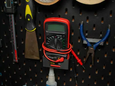 Ikea Skadis multimeter stand