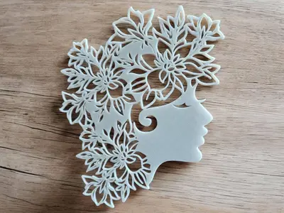 Girl Head With Floral Hair