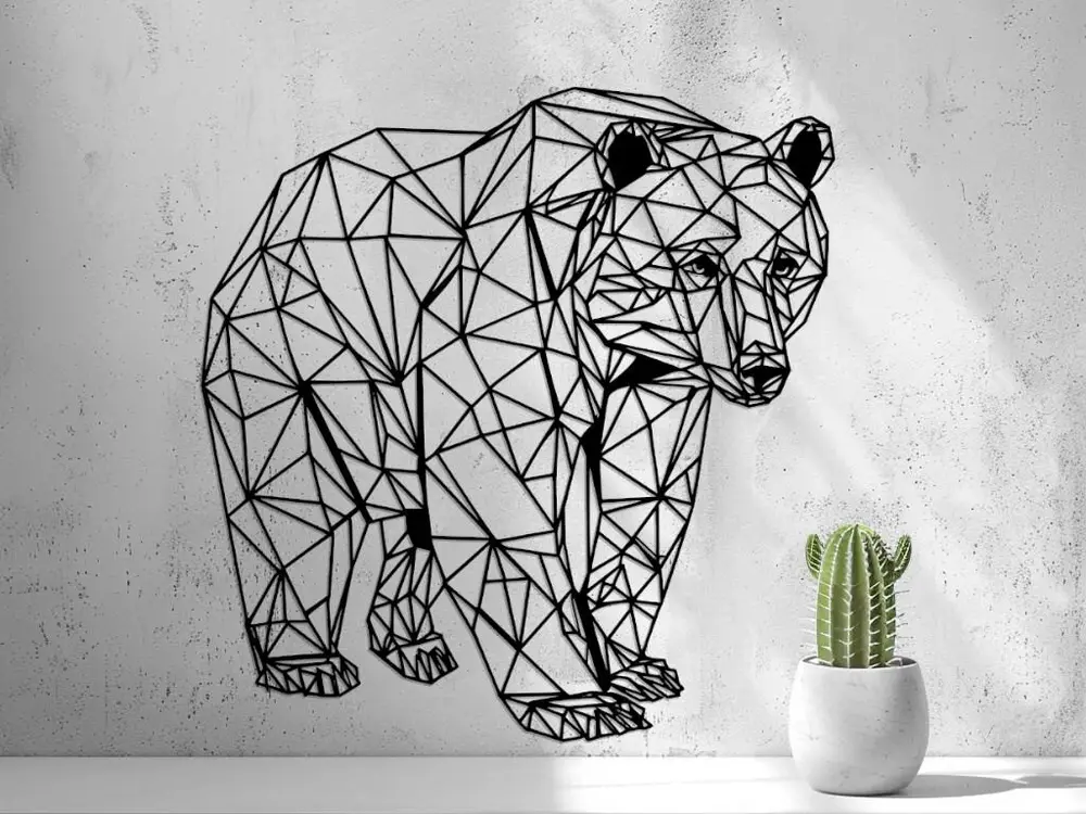 Modern Low Poly Bear Wall Art
