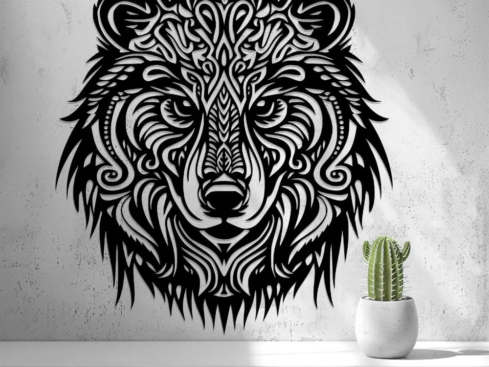 Bear Head Wall Tattoo