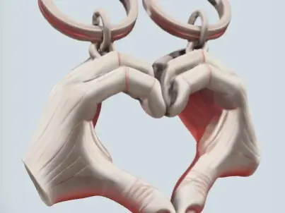 Lovers' Heart Hand Keychain Set