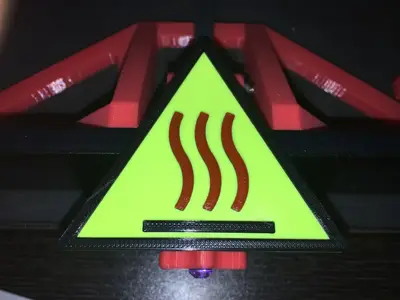 multicolor warning hot bed