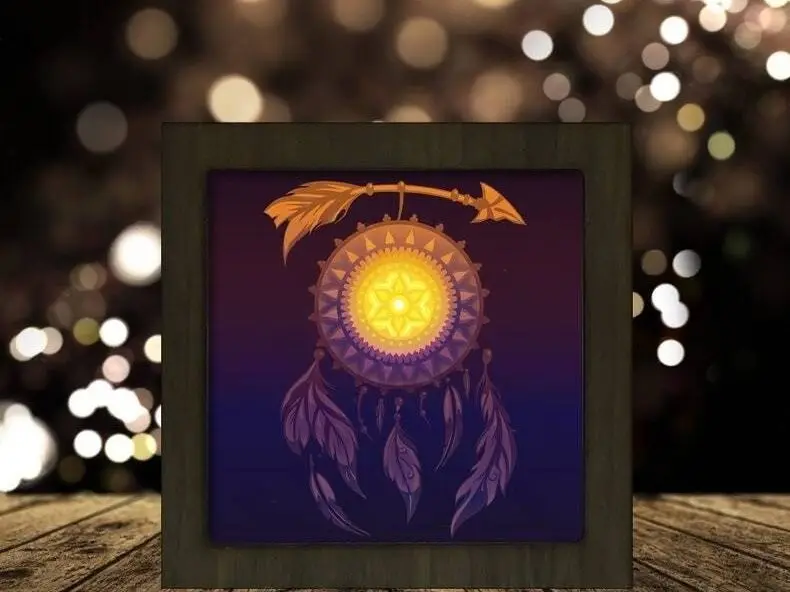 Feather Dreamcatcher Square light box