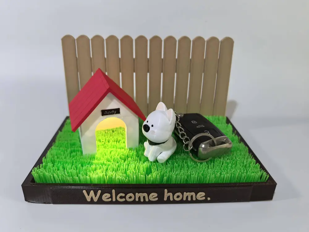 QPuppy key chain and its home
