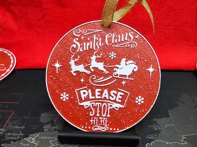 Santa Please Stop here - Ornament