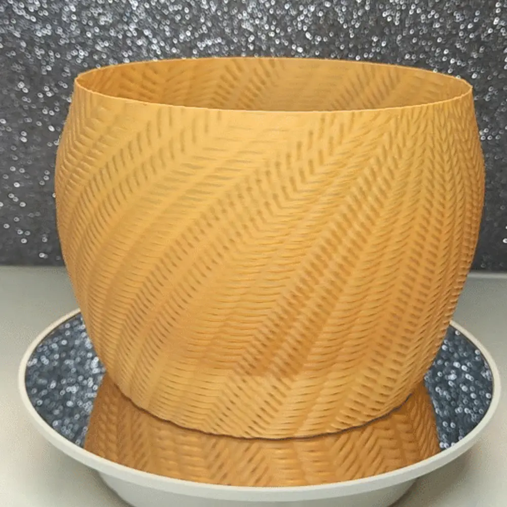 Hand-stitched crochet flowerpot vase