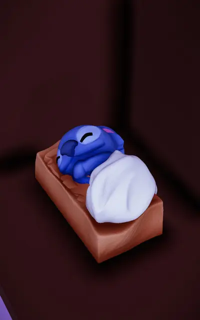 Bebe Stitch en cuna de portal de belén