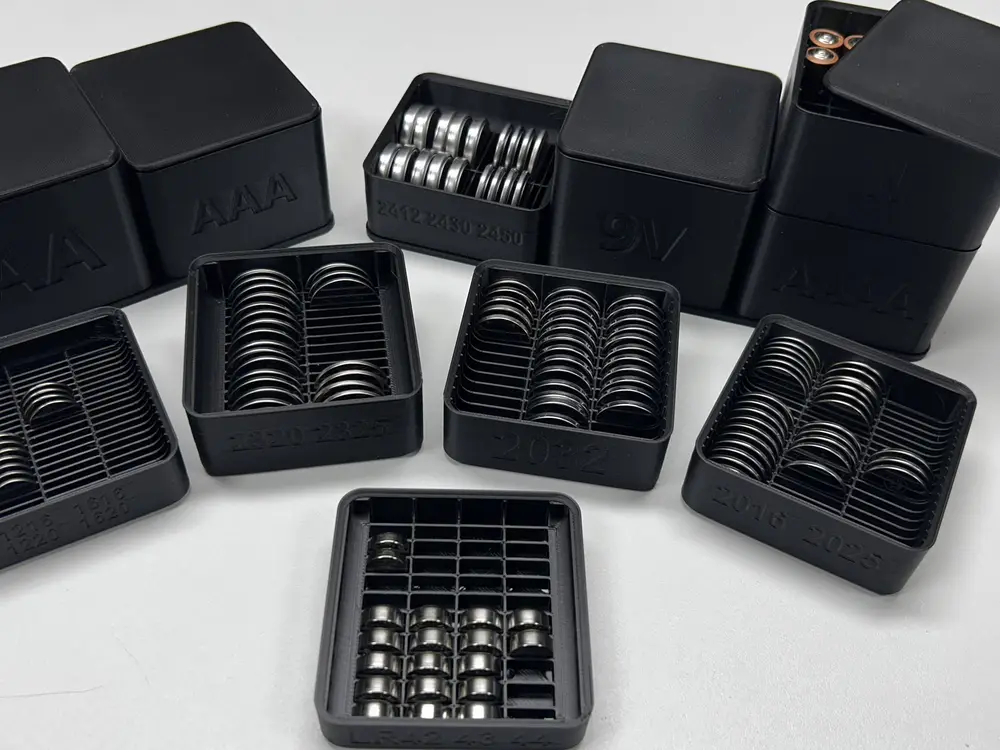 Stackable Battery Organizer (AA, AAA, AAAA, N, E, 2016, 2025, 2032 and others)