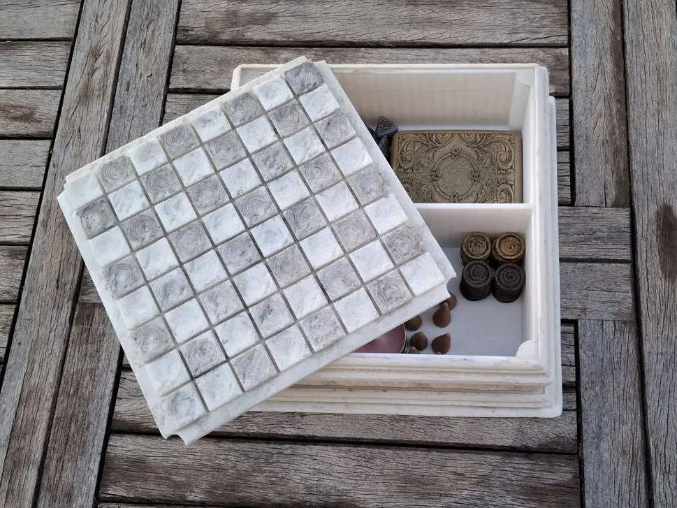 Fancy old box with checkers / chess board