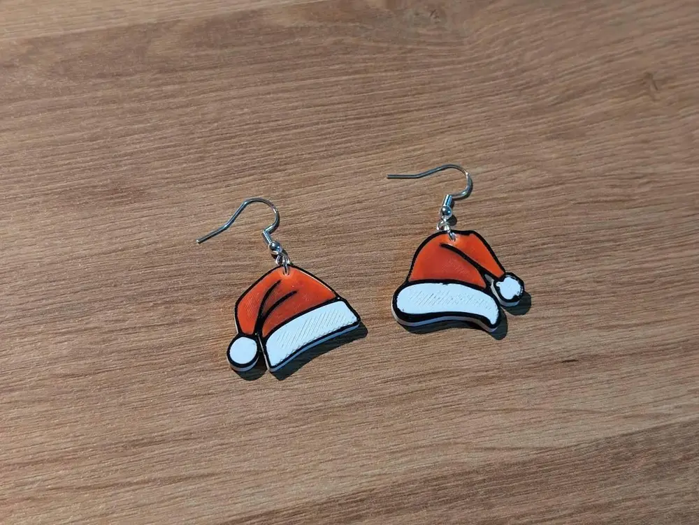 Christmas theme earring/keychain: Christmas Hat (two styles)