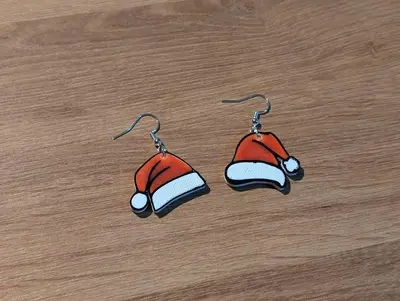 Christmas theme earring/keychain: Christmas Hat (two styles)