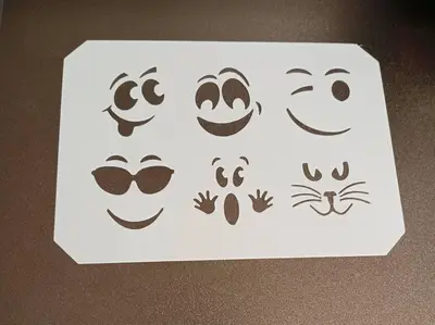 6x Funny Face Stencil template