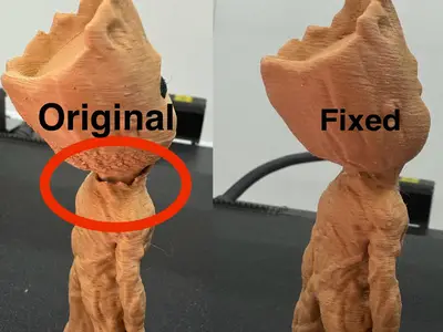 Baby Groot - holes on the neck fixed