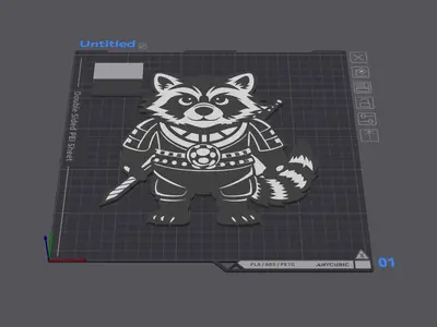 Mapache Warrior Multicolor 2D