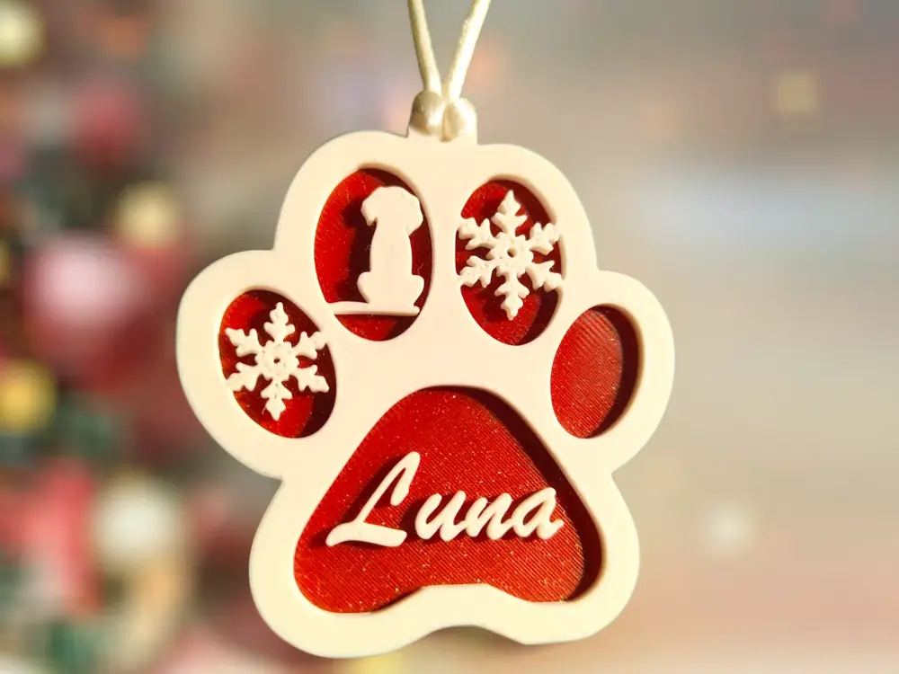 Customizable Christmas Ornament for Dogs - Paw Print