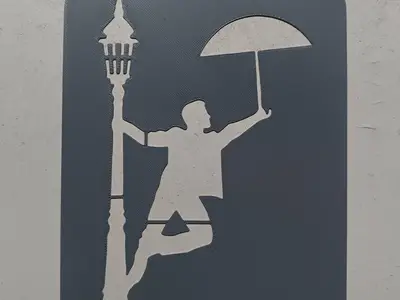 Man with Umbrella - Stencil
