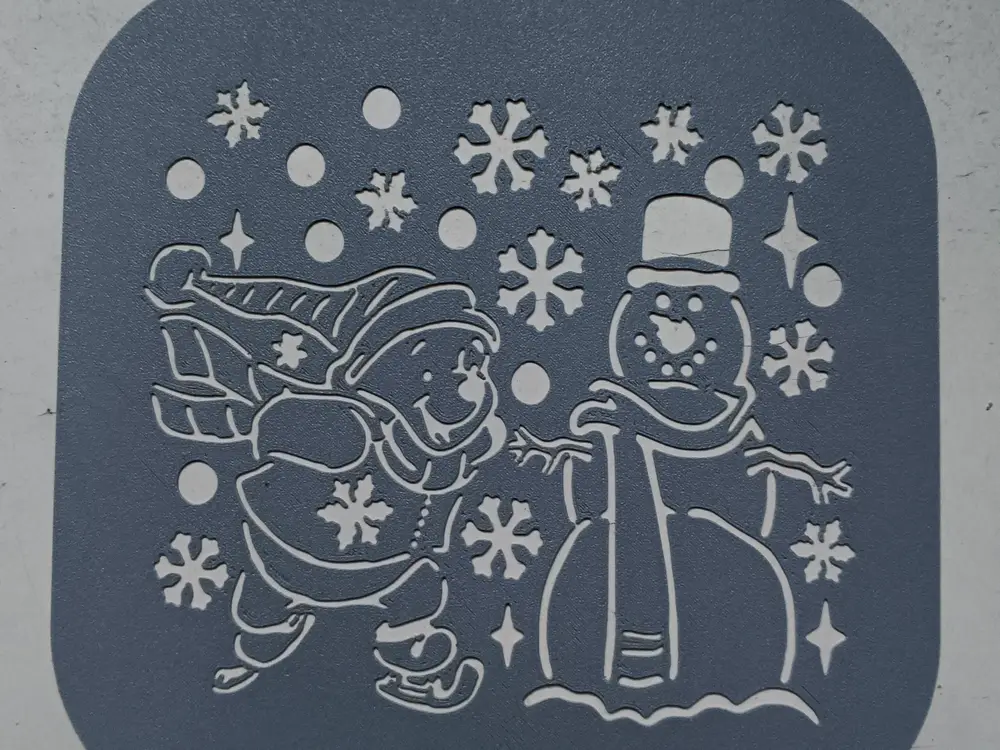 Christmas Teddy Bear 3 with Snowman - Stencil
