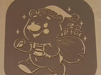Christmas Teddy Bear 4 with Sack - Stencil