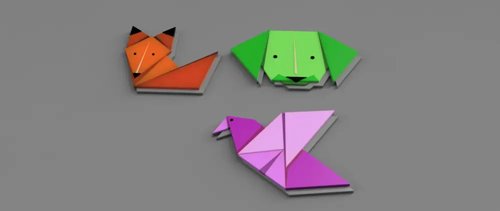 Multicolor origami animals