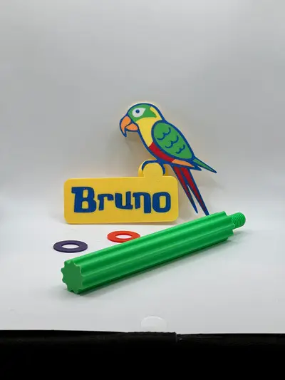 Bird Perch with Charm and Nameplate