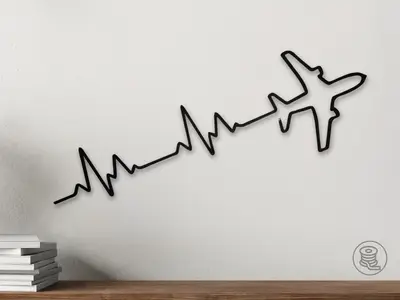 Plane Heart Beat Wall Art