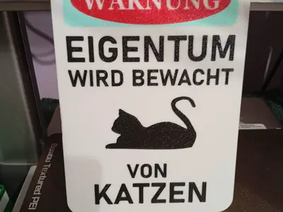 Deutsch mutation Sign - Schild - Grundstück wird von Katze bewacht (mehrfarbig) - DE