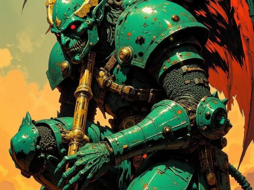 Winged dreadnaught knight resting
