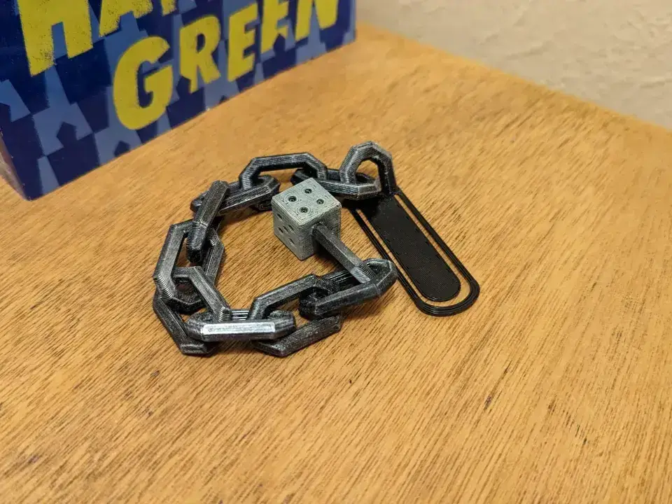 D6 on a chain bookmark