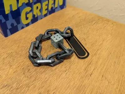 D6 on a chain bookmark
