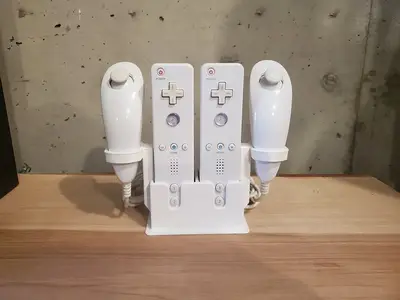 Soporte para dos mandos de WII con soporte para Nunchuk opcional extraible