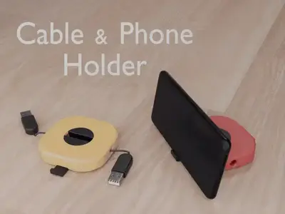 Cable & Phone Holder - Print in Place