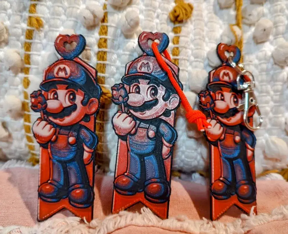 Mario Bookmark and Keychain for Valentine's Day Gift