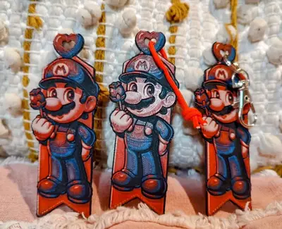 Mario Bookmark and Keychain for Valentine's Day Gift