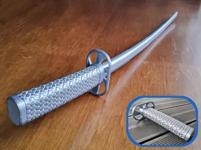 Silver Knitted Katana (no support, print in place)