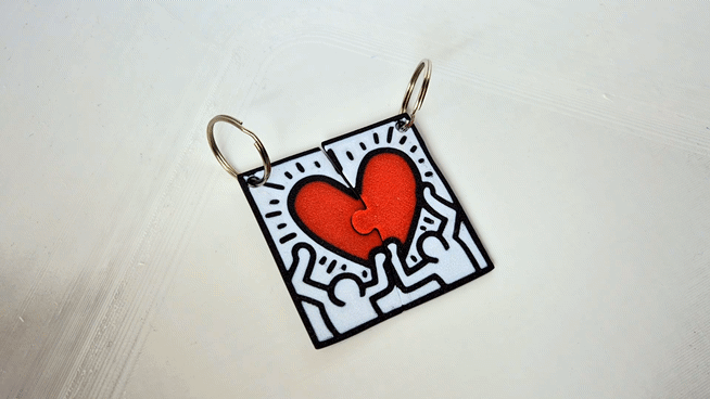 Pop Heart Puzzle Keychain