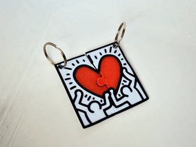 Pop Heart Puzzle Keychain