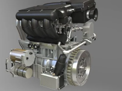 Modelo Detallado de Motor V6 con 6 Pistones