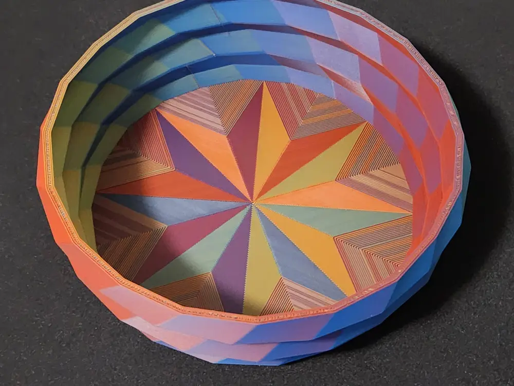 Faceted Abstract Round Geometric Bowl