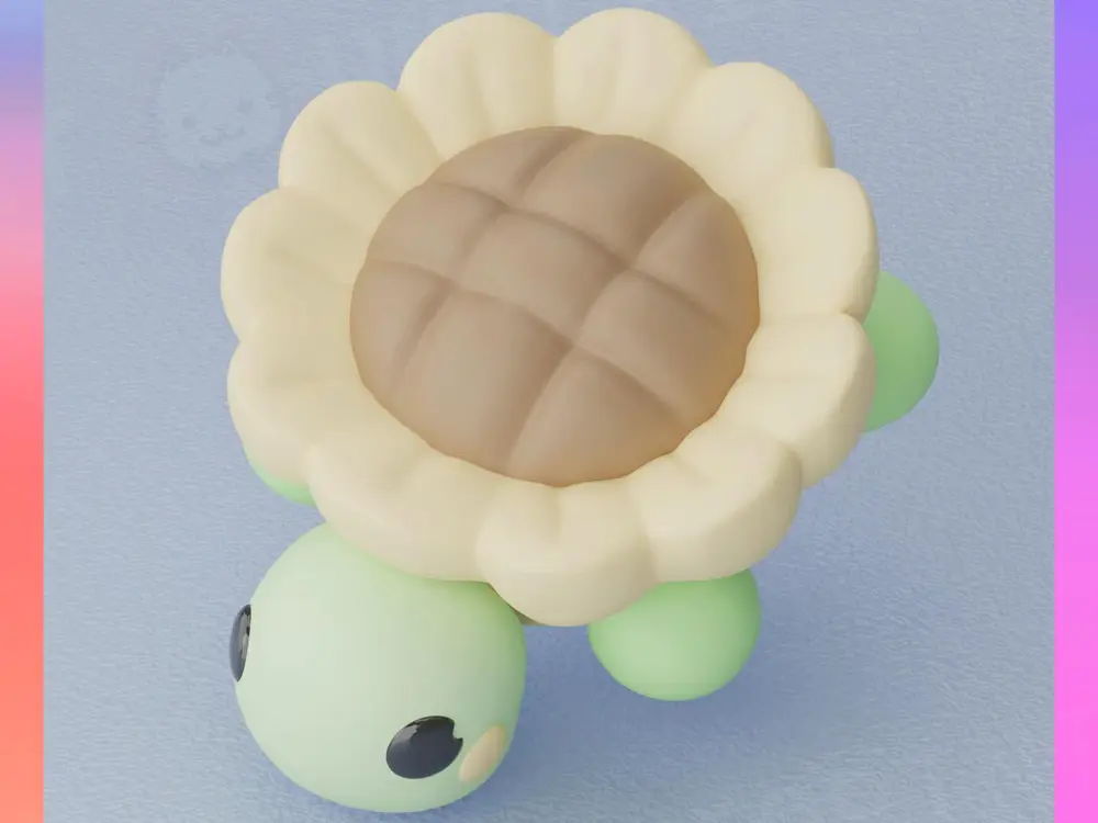 Flexi Turtle Sunflower Keychain