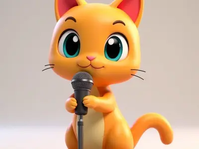 Cat with microphone