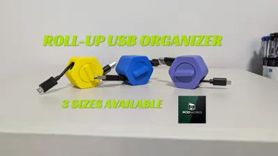 Roll-up usb cable organizer