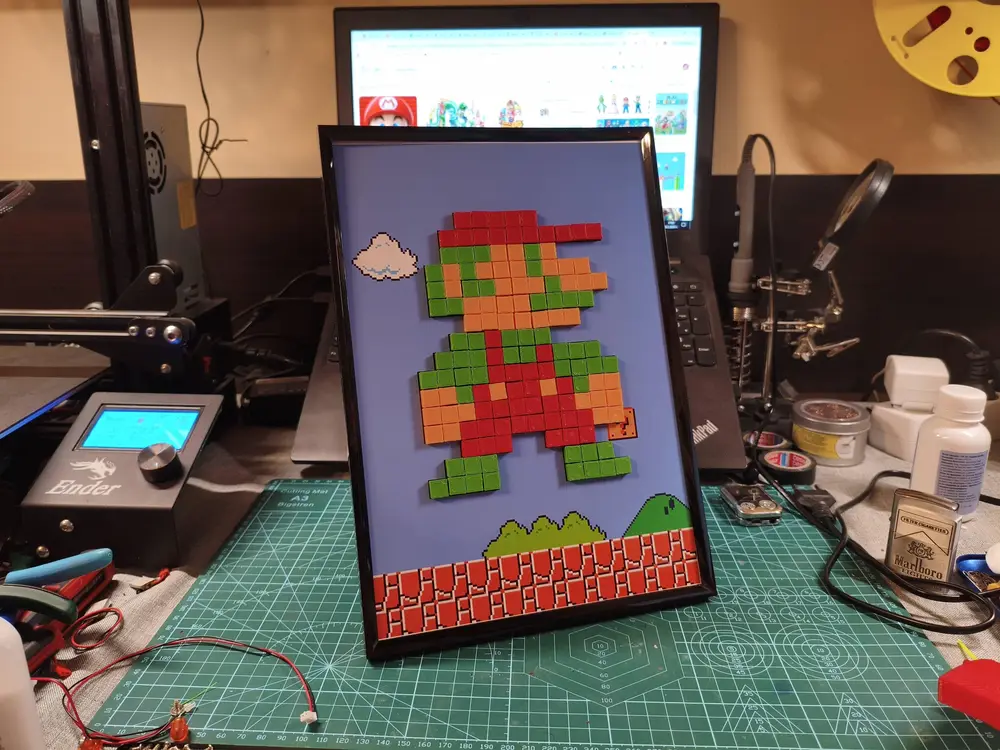 Super Mario 8 bit 3D poster