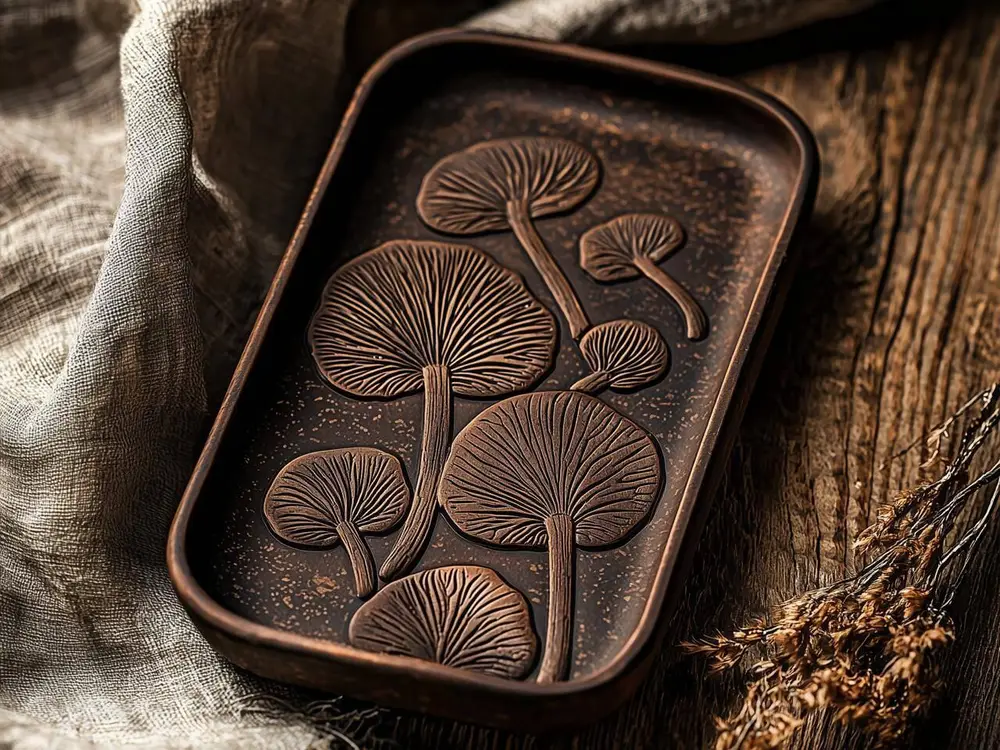 Mushroom Tray with Detailed Embossed Design