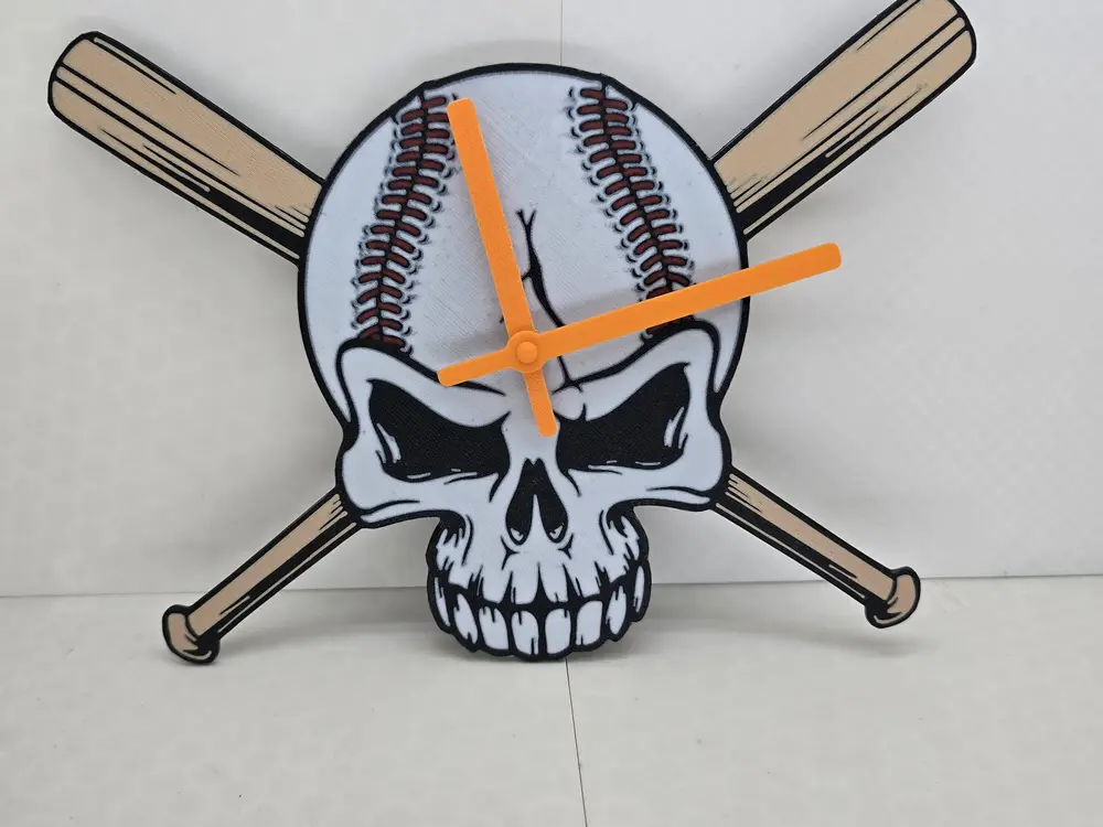 Skull Baseball Clock