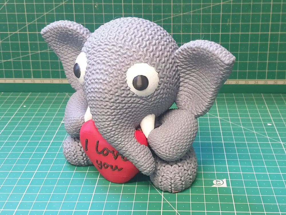 Knitted Elephant with heart