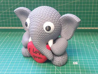 Knitted Elephant with heart